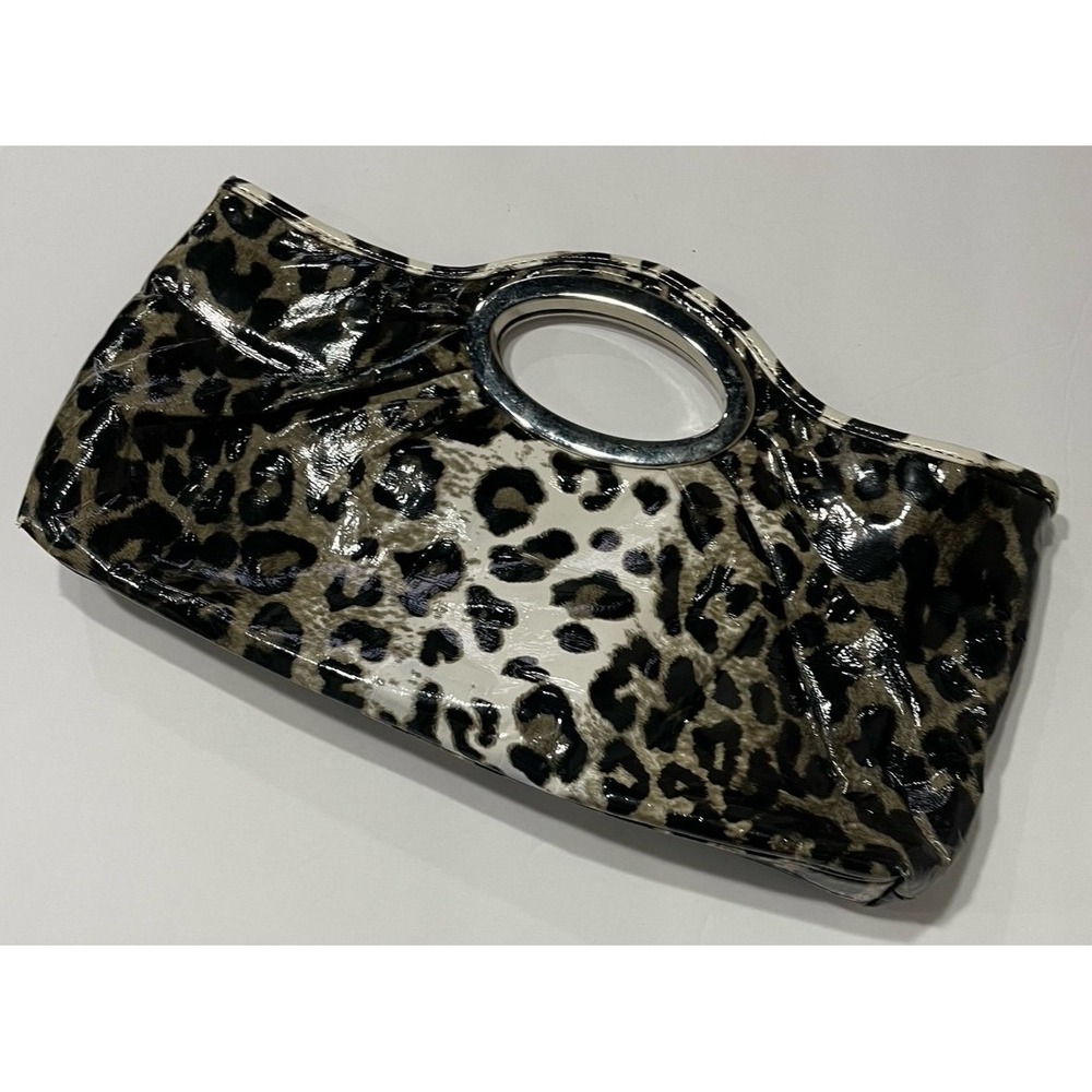 Animal print women's Clutch bag Handbag Wristlet Brown Tan‎ mob wife Edgy punk
